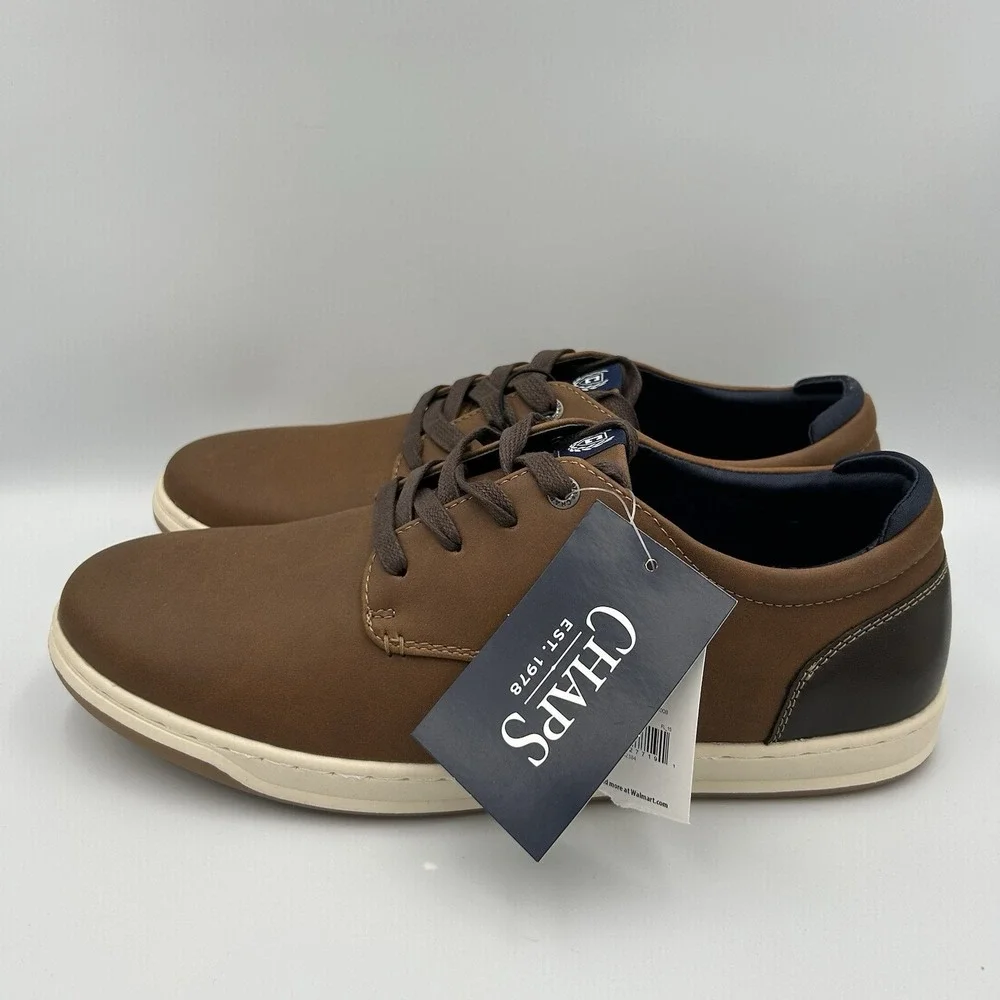 Chaps Men's Matt Derby‎ Lace-Up Casual Dress Comfort Memory Foam Shoes Brown 10